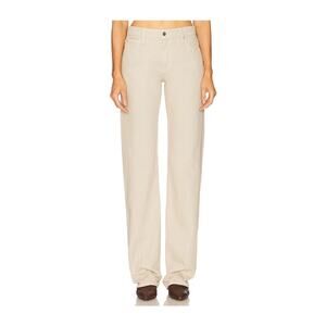 GRLFRND Beige Graham Low Rise Straight Leg Twisted Seam Jeans Sandstone Cream 27